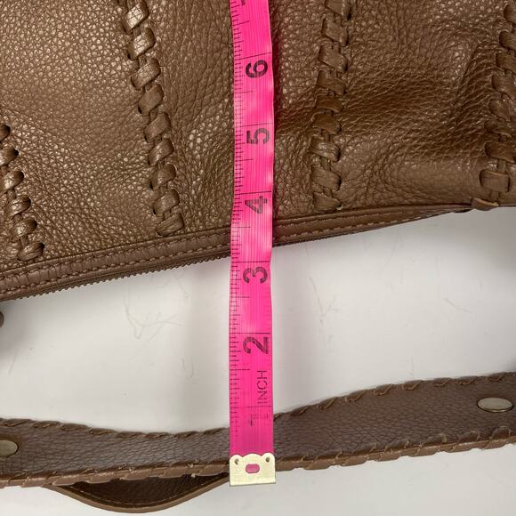 Isabella Fiore | Whip Flashback Audra Brown Pebble Leather Studded Hobo Handbag - Picture 8 of 11